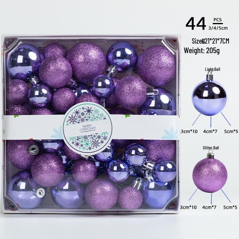 Christmas Tree Ornament Set: 44 Glittery Balls (3/4/5cm) In Colorful Square Box