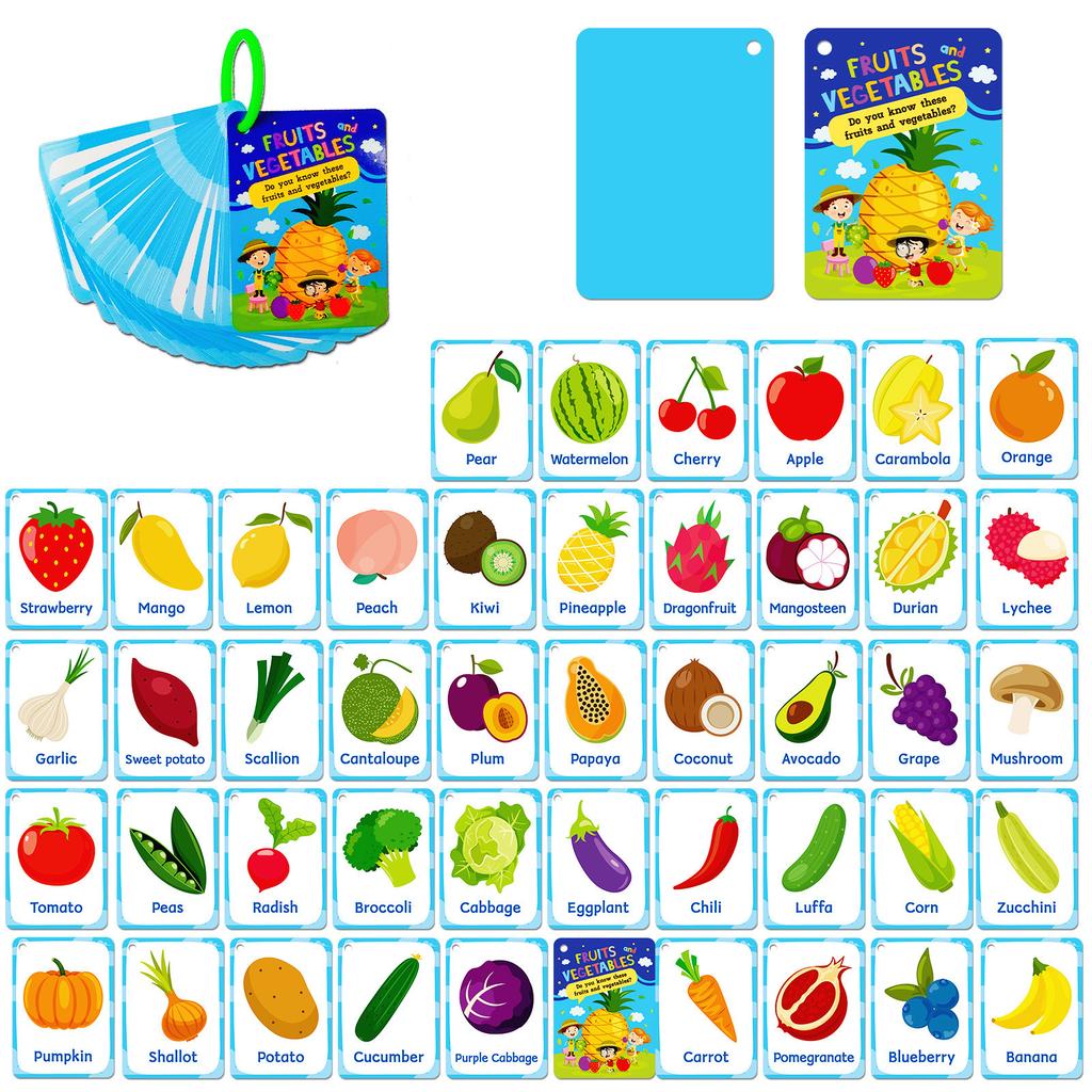 46 Fruit And Vegetable Cognitive Cards Parent-Child Interaction Children'S Educational Early Education Cards