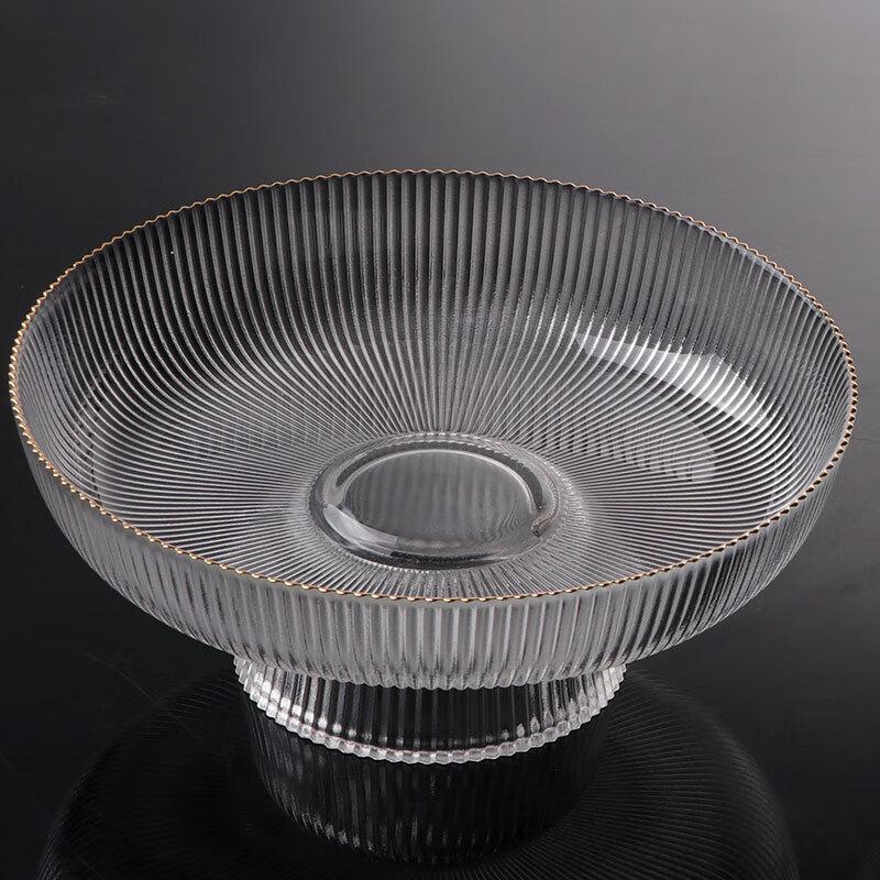 Youde Japanese Hammered Glass Fruit Plate with Gold Rim, 3-Piece Set