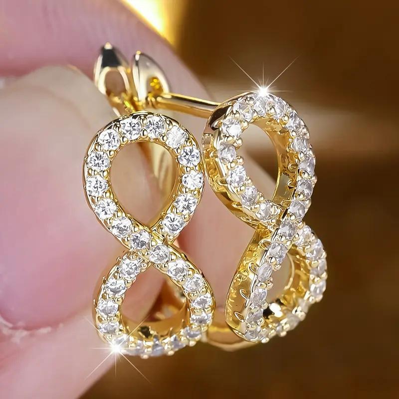Xiaomi Huitan Women Hoop Earrings Eight Shaped Luxury Party Lady Accessories Inlaid Shining CZ Charming Wedding Jewelry Elegant Gift
