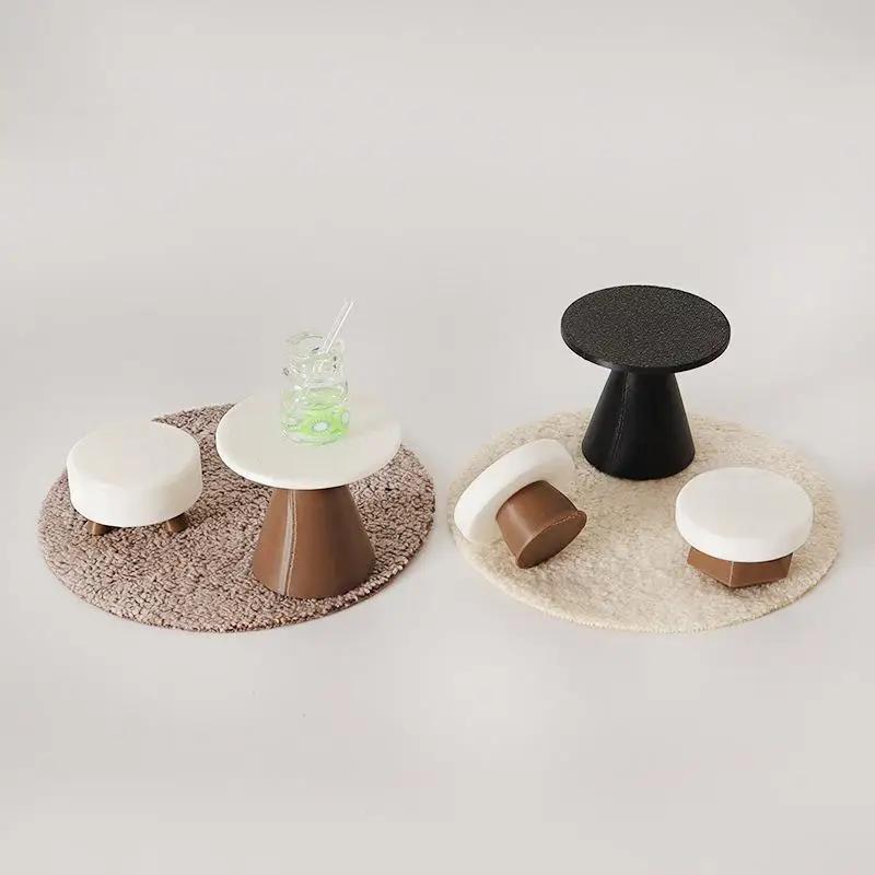 4Pcs Dollhouse Simulation Table Model Ornament Handmade Diy Stool Scene Home Decoration Mini Toys Doll House Accessories