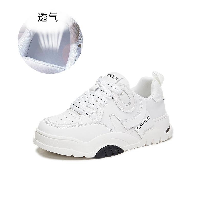 New little white shoes women's 2025 spring thick baseplate shoes women's single shoes flat bottom women's casual versatile panda women's shoes