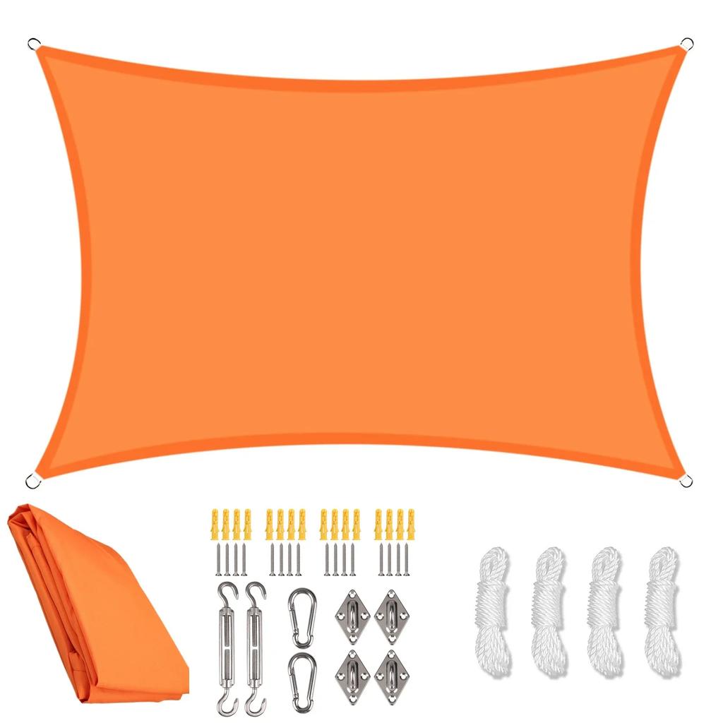 2/3/4/5/6M Waterproof Sun Shade Sail with Hardware Kits Rectangle UV Block Canopy Awning Outdoor Patio Garden Sun Shelter Tents