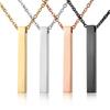 Europe and the United States Supply Lettering Long Titanium Steel Necklace Trend Rectangular Geometric Stainless Steel Pendant Men