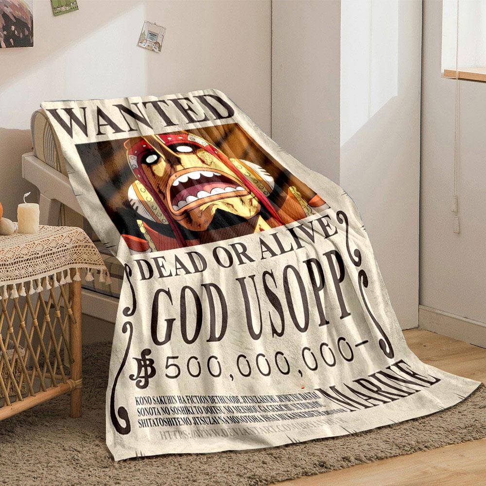 One Piece Themed Anime Blanket with Bounty Poster Design Bedroom Blanket for Livingroom Couch Lunch Break Soft Cozy Throw for Friend's Festival Gift