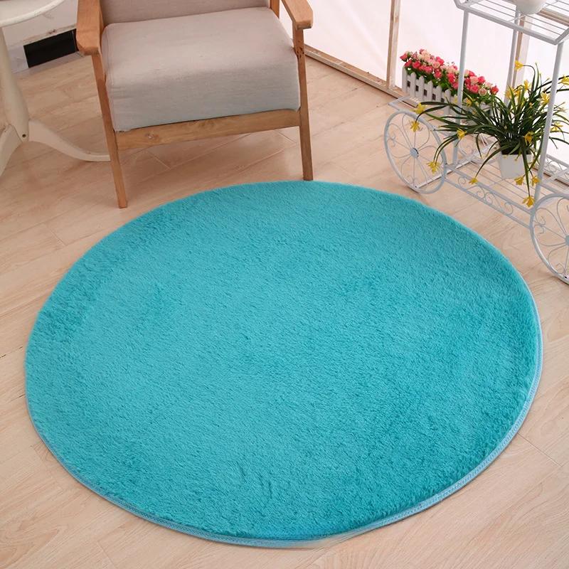 Thick Silk Carpet Floor Mat Fluffy Tender Comfortable Solid Simple Daily Living Room Bedroom Round Skin-friendly Household Ins