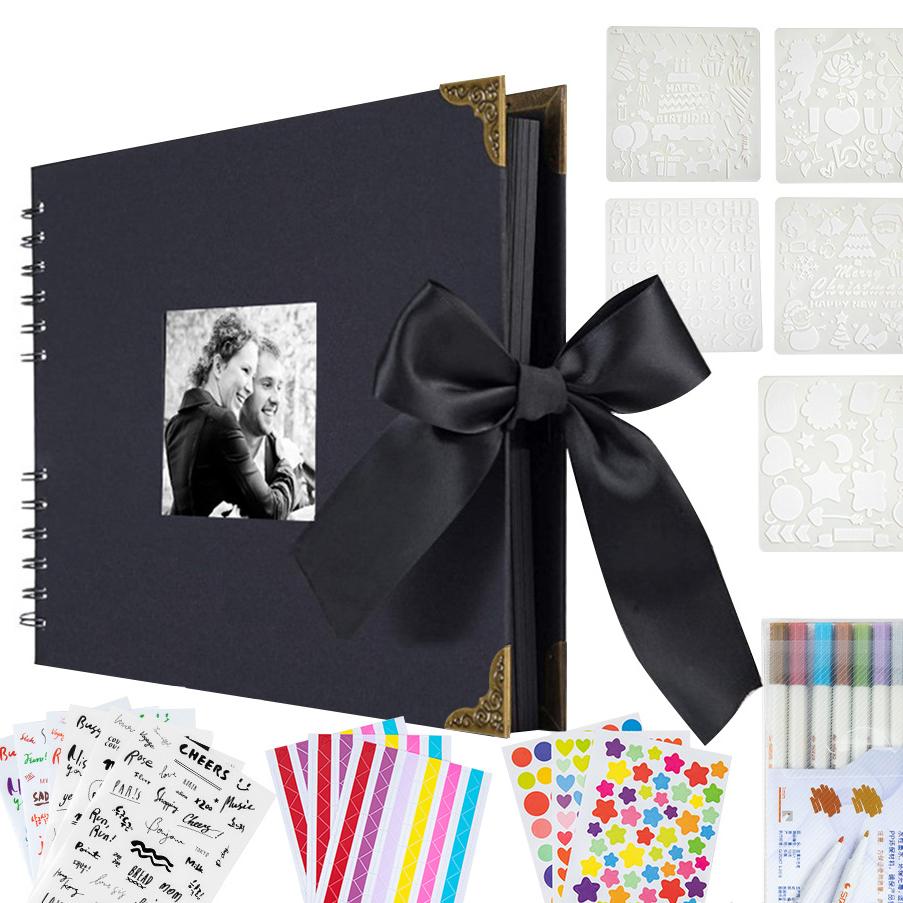 Our Adventure Loose Leaf Spiral 8x8 12x12 Inch Baby Black Custom Journal Kit Paper Sticker Set Notebook Scrapbook Photo Album