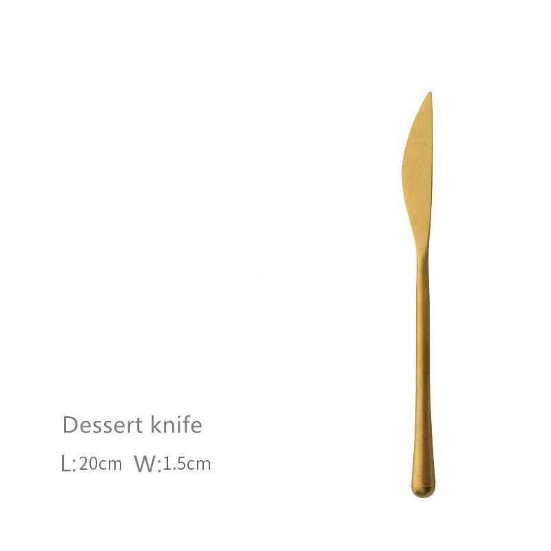 Nerezová ocel 304 Vintage Zlatý Steakový nůž a vidlička Lžíce Japonský styl Stará míchací lžíce Ovocná vidlička Dezertní nůž Vidlička Lžíce