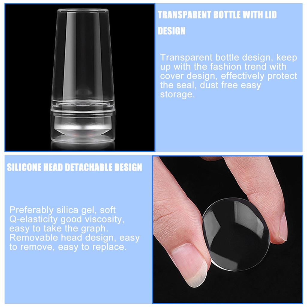 4Pcs Clear Silicone Nail Art Stamper Set Round Rectangular Double Head Transparent Jelly Stamping for Creative Manicure
