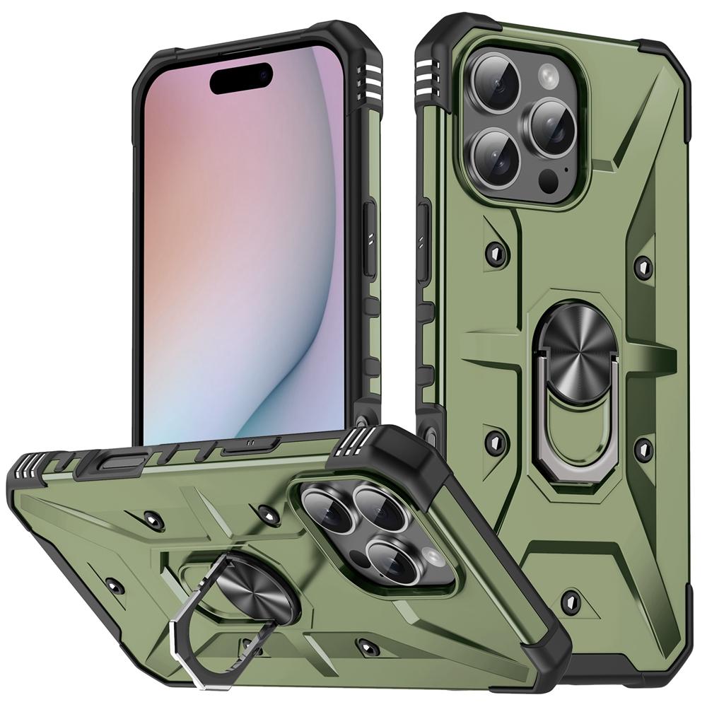For Apple iPhone 16 15 14 Plus 13 12 Mini 11 Pro X XR XS Max 7 8 Plus SE 2020 2022 Case High Quality Hard PC + TPU Shockproof Rotate Ring Stand Cover