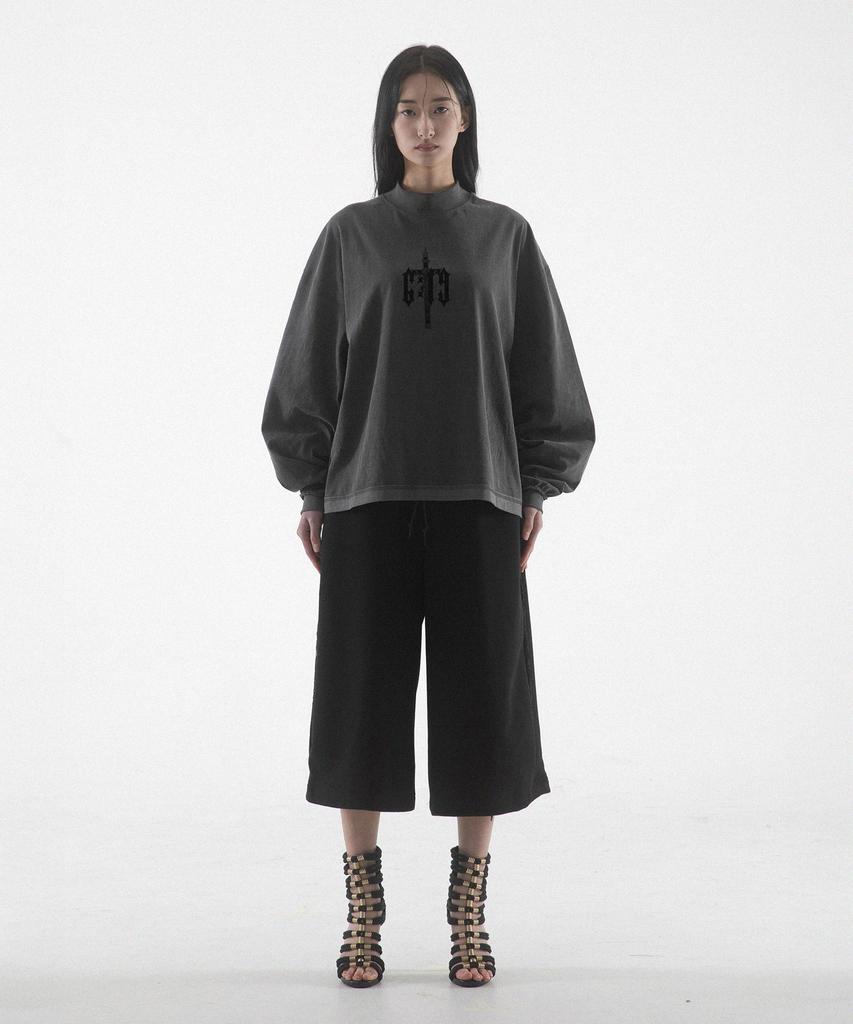 Paensyo Scissors Tuck See-Through 3/4 Pants - Black