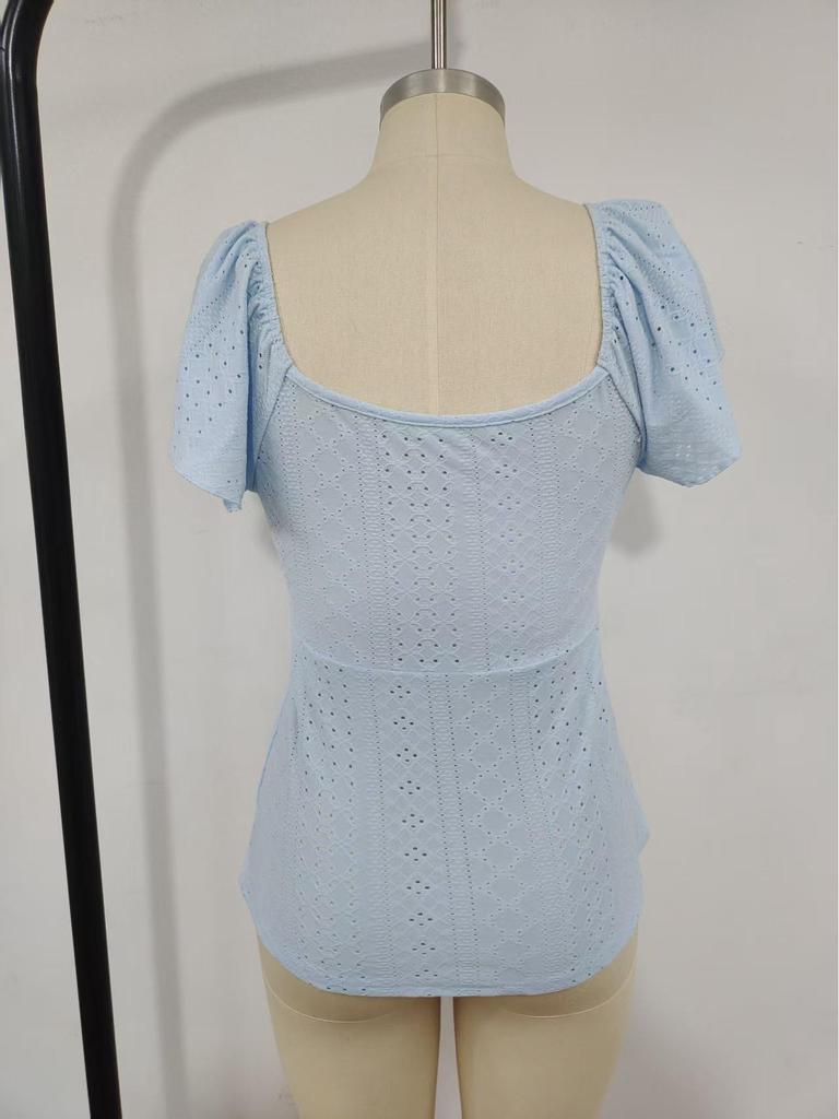 2026 Summer V-neck Drawstring Waist Sexy Short Sleeve Plain T-shirt for Women