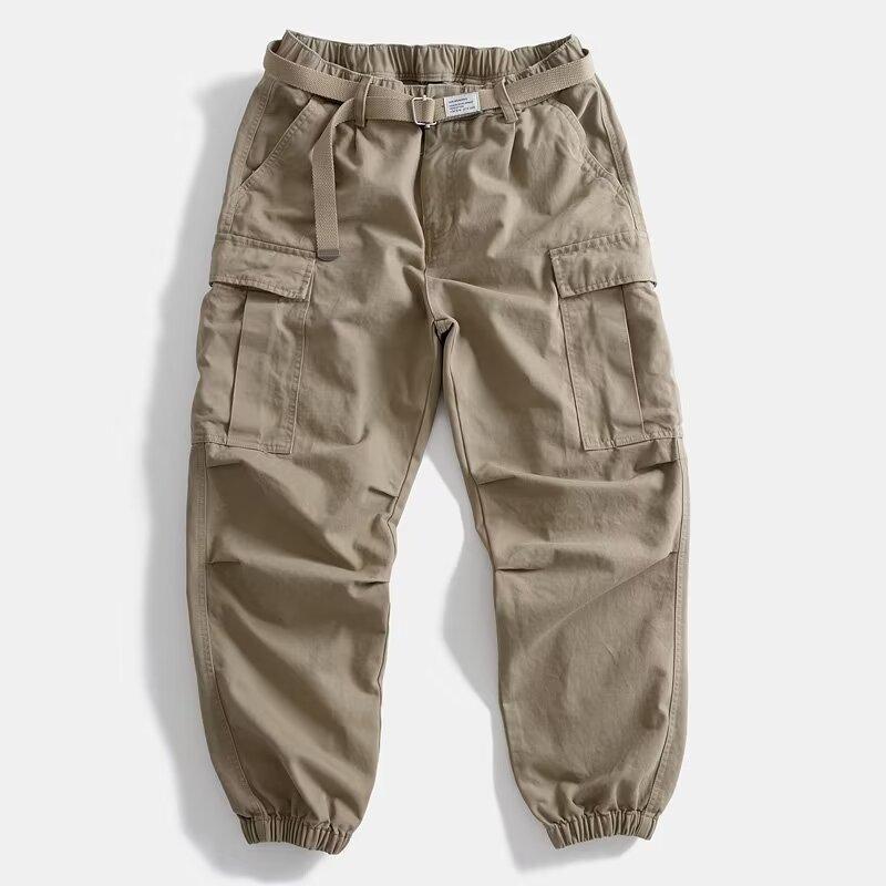 Men'S Summer Cargo Trousers Large Pocket Casual Work Pants Fashion Soild Long Sweatpants Outdoor Streetwear Loose Male Slacks