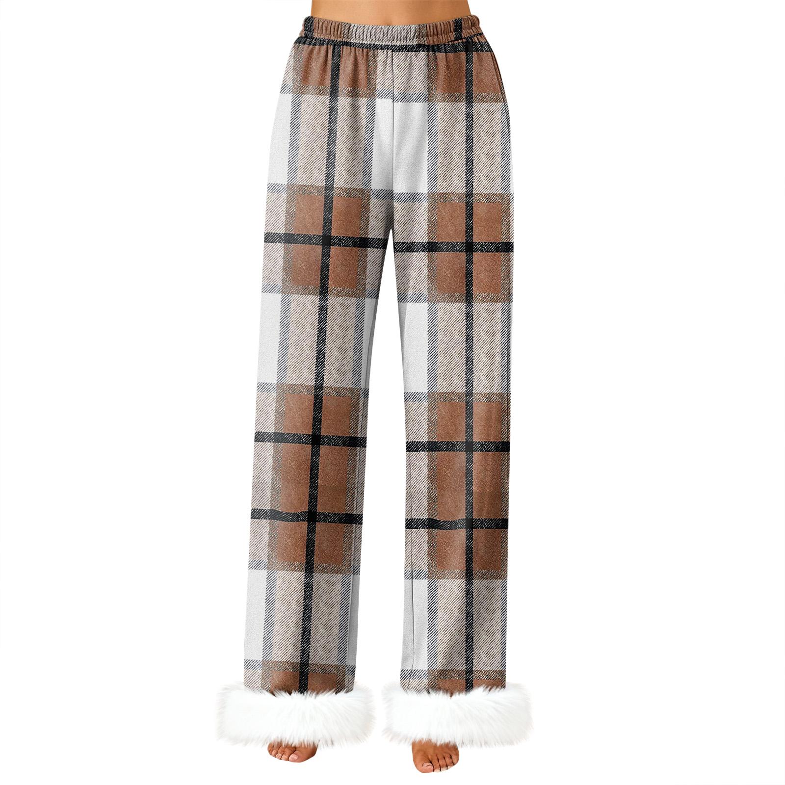 

Women s Fashionable Casual Trousers, Plaid Print Trousers XL хаки