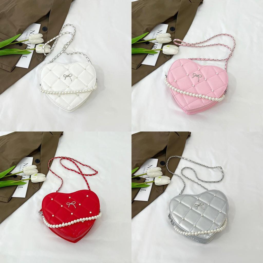 Pearl Heartshaped Shoulder Bag With Zipper Closure For Office And Outings
