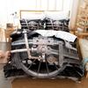 Steam Locomotive, Old-Fashioned, Shabby Train, Transportation, Digital Printing, Three-Piece Bed Sheet