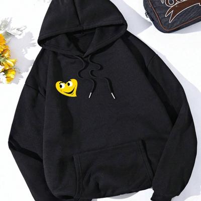 Womens Smiling Love Print Loose Hoodie Tops Blouse Sweatshirt Casual Long Sleeve Pullover Tops