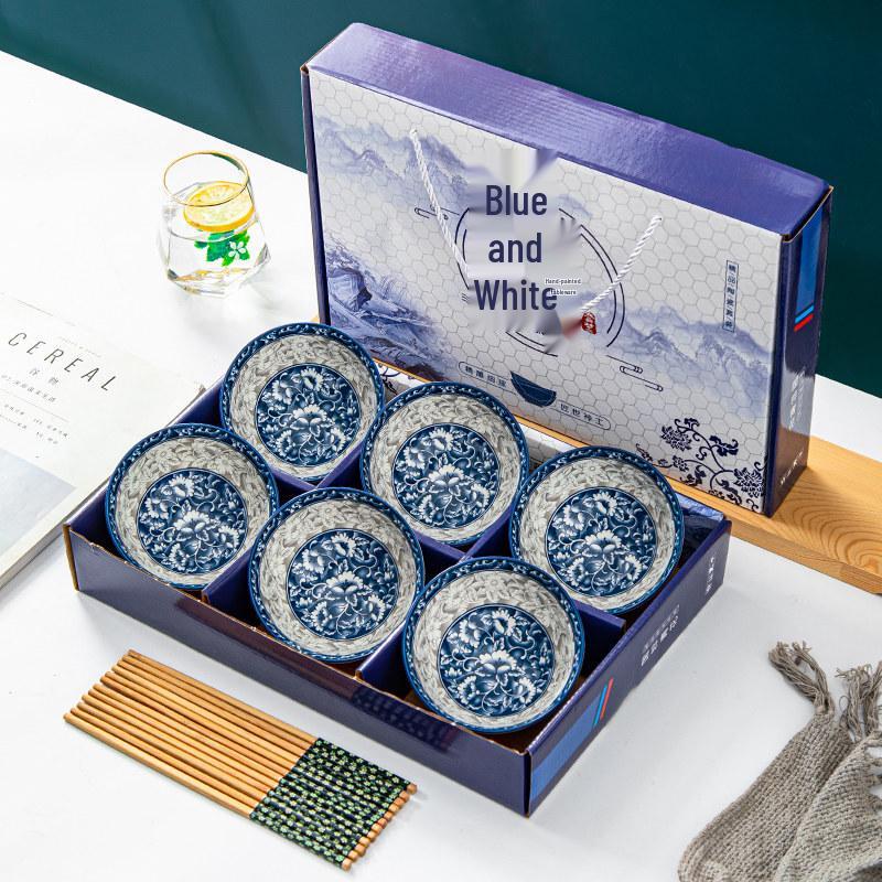 

Elegant Blue and White Porcelain Dining Set