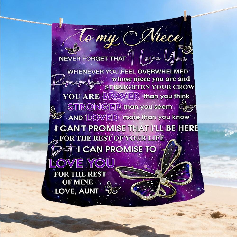 1pc Letter for Niece Throw Blanket Polyester Fiber, Lightweight Flannel, Soft & Warm, All Season Use for Outdoor, Camping Digital Print
