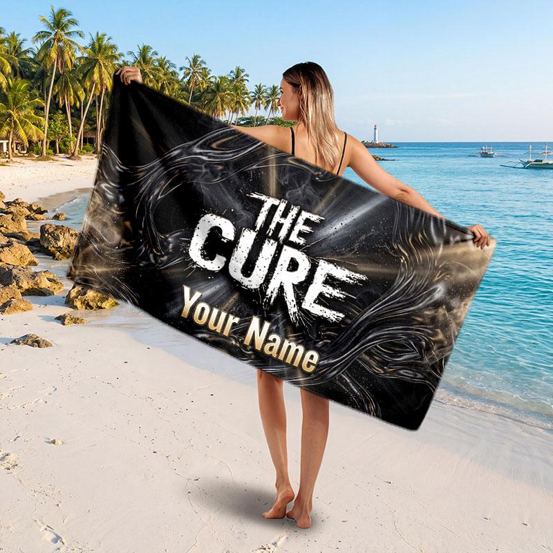 The Cure Customized Name Text Beach Towel, Soft Absorbent Towel Beach Pool Travel Personal Gift