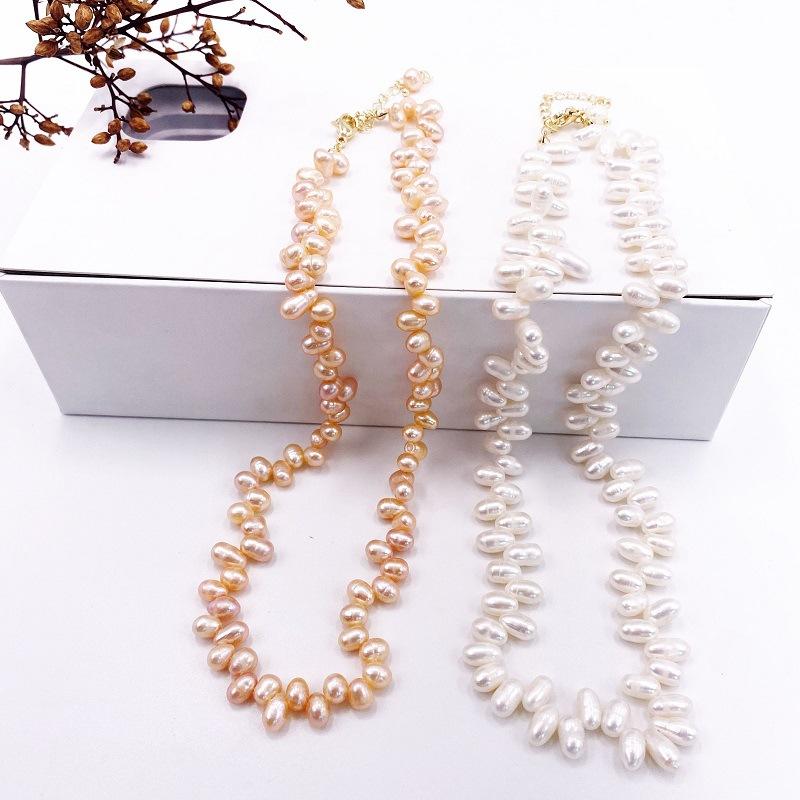 Dongdaemun Simple Collarbone Chain Retro Baroque Style Petal-shaped Freshwater Pearl Necklace Same Bracelet Women
