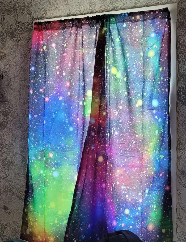 2 piezas Cortinas Coloridas de Galaxia, Cortinas Estampadas con Estrellas de Cielo Estrellado del Universo del Espacio Exterior, Para Sala de Estar Cocina Dormitorio Decoración del Hogar