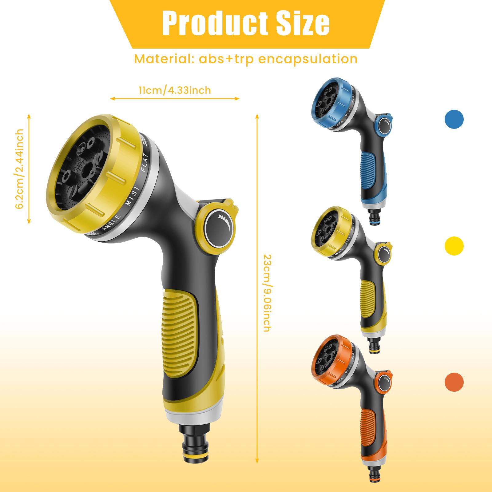 

3Pcs Garden Hose Spray Nozzle High Pressure Watering Gun with 10 Spray Patterns Thumb Switch Design Car Washing Cleaning Tool