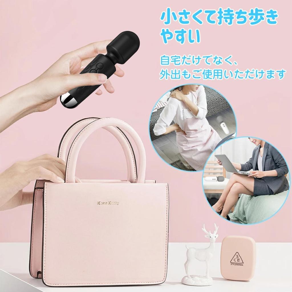 Kinds of Bending Flexible Electric Massager Mini Made of Mini Electric USB Popular Handy Electric Japanese Manual Black [20 Vibrations, 360° Head,