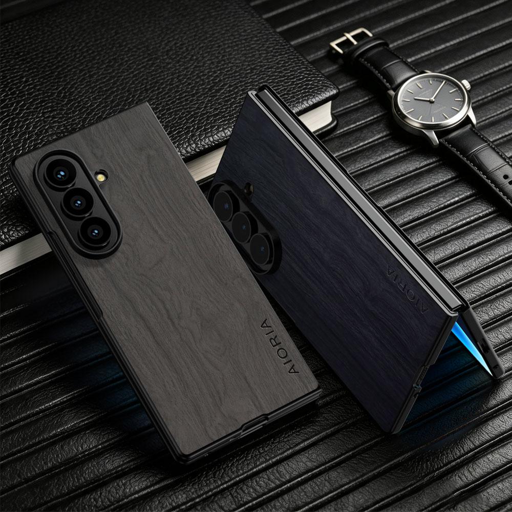 For Samsung Galaxy Z Fold 8 Ultra 7 6 5 4 3 Case Capa Funda Retro Wooden Pattern Pu Leather Elagant Phone Case for Fold8 Coque