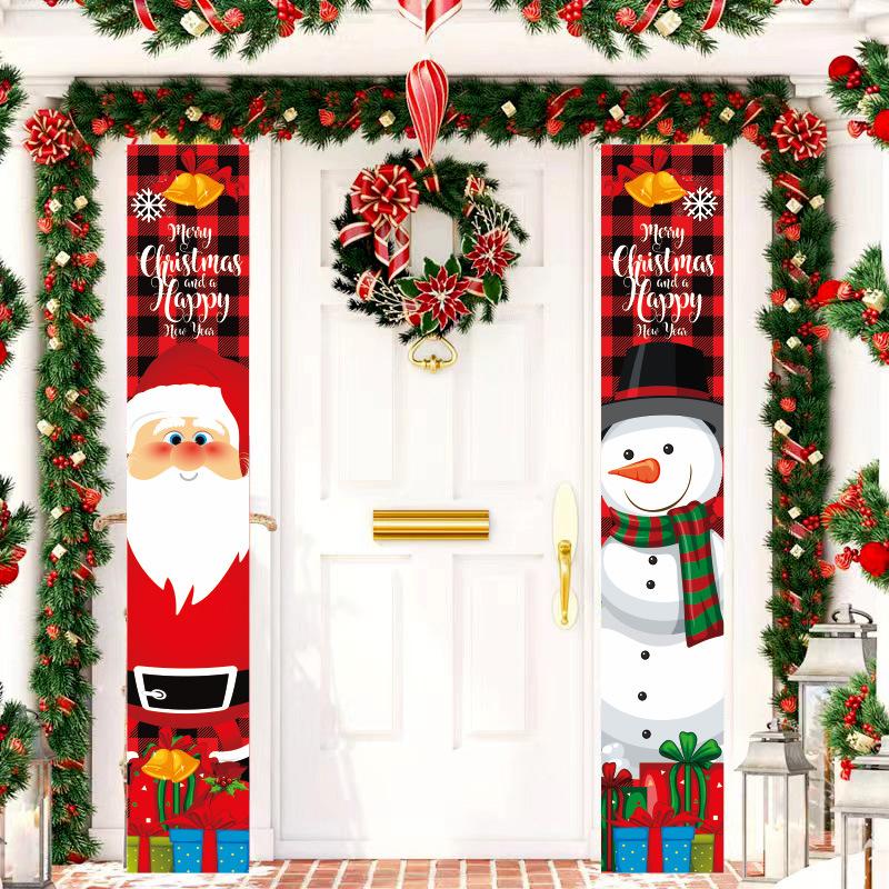 2025 New Year Ivenf Christmas Decoration Banner Hanging Outdoor Courtyard Front Porch Door Sign Set Christmas Home Decorations
