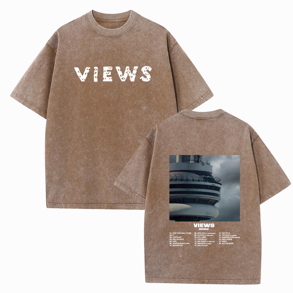 Drake Views Shirts Vintage Harajuku Summer Fans Gift O-Neck Short Sleeve Unisex Regular Casual Cotton T-Shirts Printing