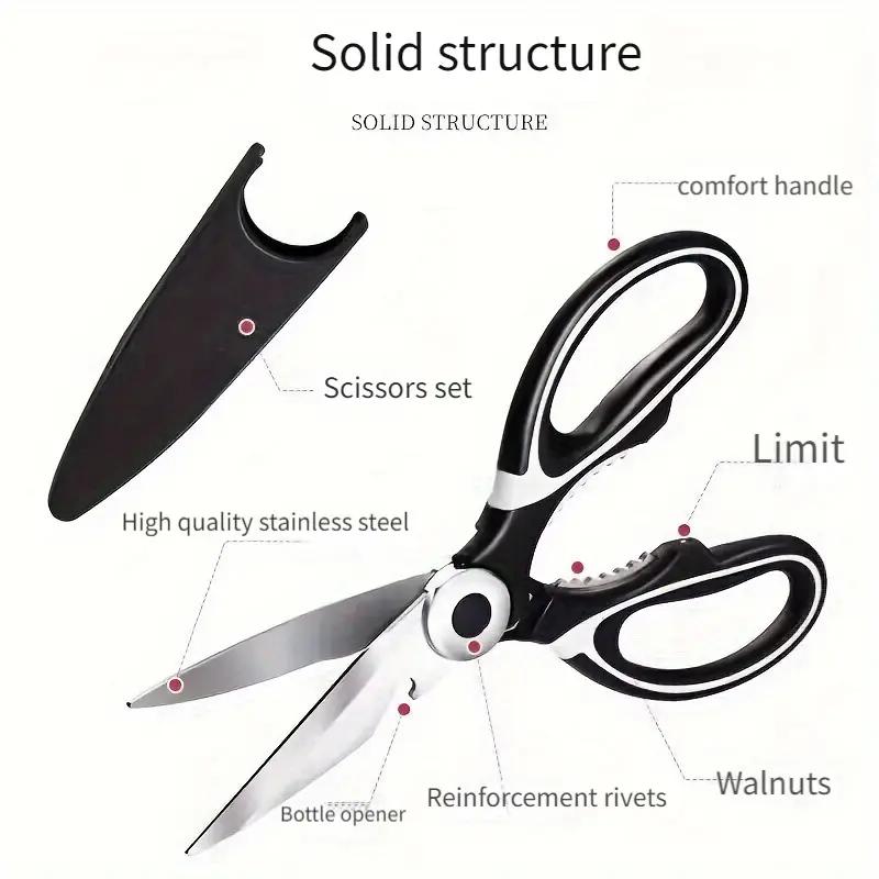 Kitchen Shears for Cutting Chicken, Duck, Fish -Stainless Steel Food-Safe Multipurpose Scissors with Sharp Blades & Ergonomic Handles for Cooking