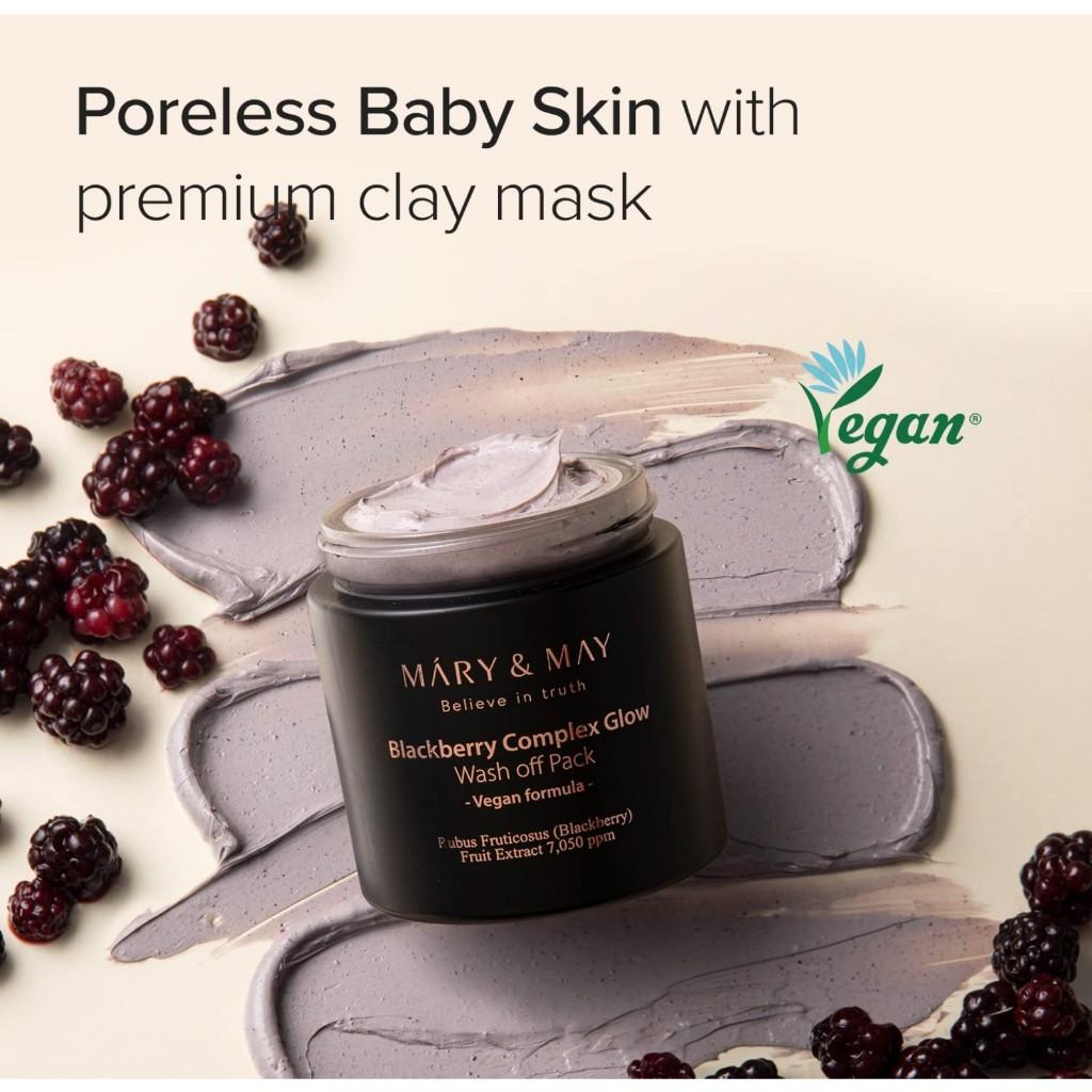 [Mary&May] Vegan Blackberry Complex Glow Wash Off Mask 125g, Blackhead Care, Clean Pores, Sebum Control, Creamy Hydration, Clay Mask