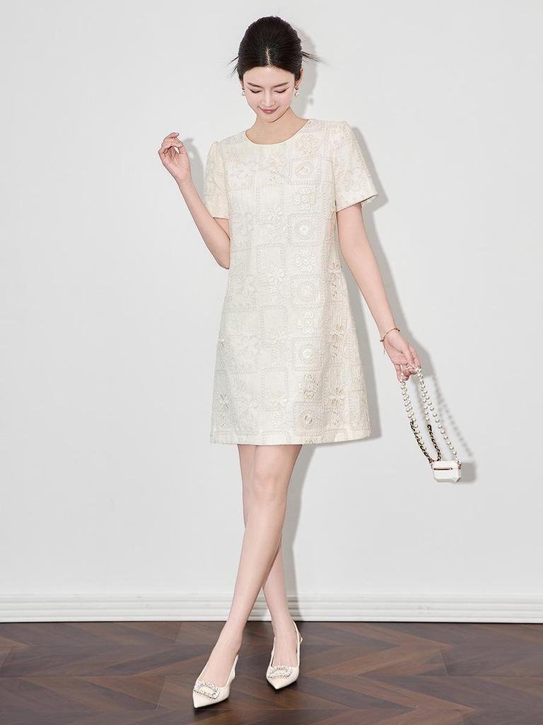 High-Quality French Retro Sequin Embroidered Denim Skirt Dress for Women