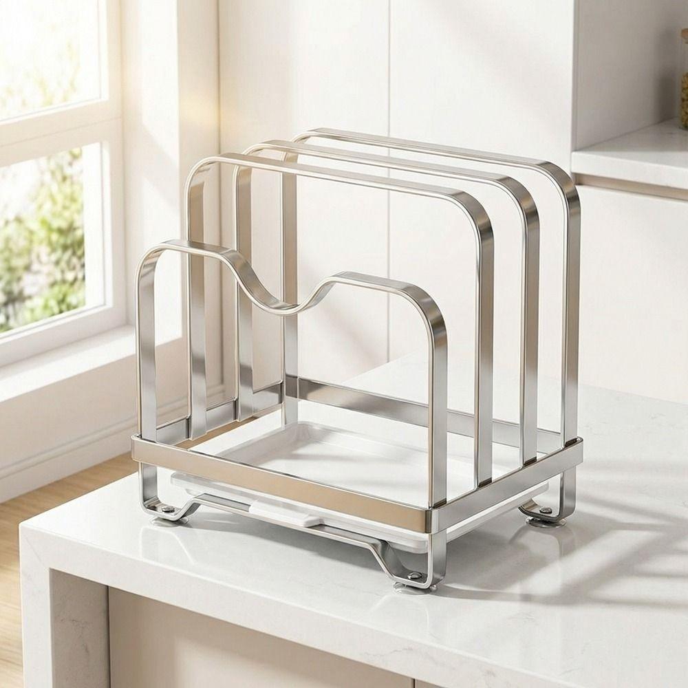 Rustproof Pot Lid Storage Rack Vertical Chopping Board Rack Stable Cutting Board Holder  Cabinet