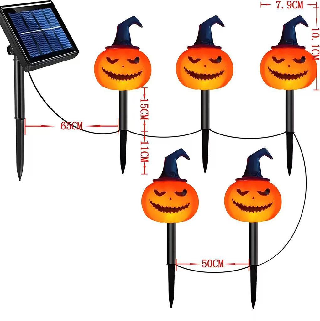 Solar-Powered Halloween Pumpkin Skeleton Ground Lights - Waterproof Outdoor Garden Decor