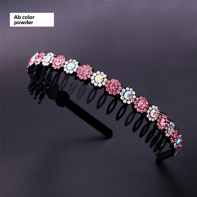 Women's Rhinestone Teeth Headband, Non-Slip Hairpin & Clip for Face Washing