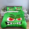 "Playful Green Monster Decoration Set" Exquisite Three-Piece Bedding Set Gift For Kids And Adults