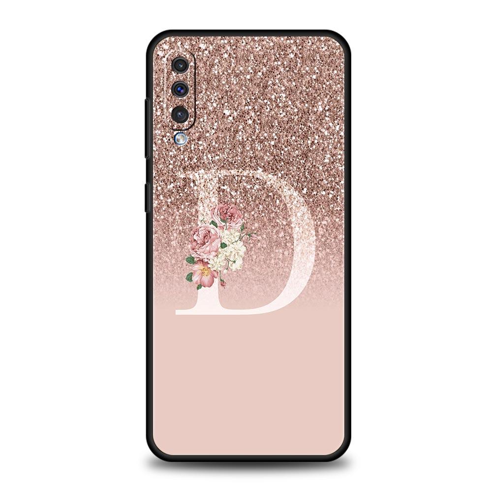 Letter Pink Shiny Phone Case For Samsung Galaxy A56 A36 A26 A34 A17 A16 A06 A14 A12 A54 A72 A24 A22 A20e A52 A50 A40 A32 Cover