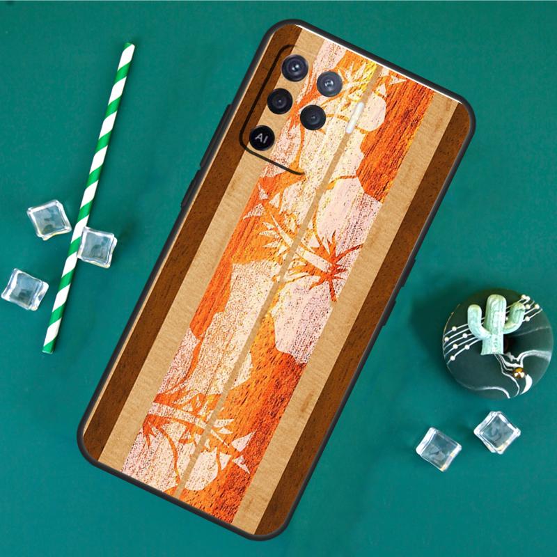 

Hawaiian Faux Wood Surfboard Case For Oppo A60 A40 A80 A16 A76 A96 A18 A38 A58 A78 A98 A91 A15 A17 A74 A94 A54 A57S Cover OPPO A78 5G