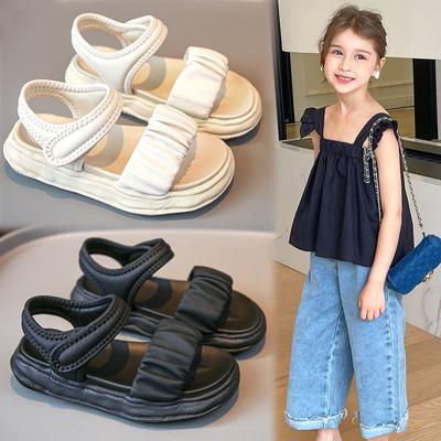 Sandalias de verano para niñas, nuevas sandalias de princesa para niños, suela suave, zapatos de playa de estilo extranjero a la moda