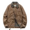 Men's Fleece-lined Lamb Wool Collared Workwear Cotton Puffer Jacket, Fall Winter  American Vintage Casual Outerwear
