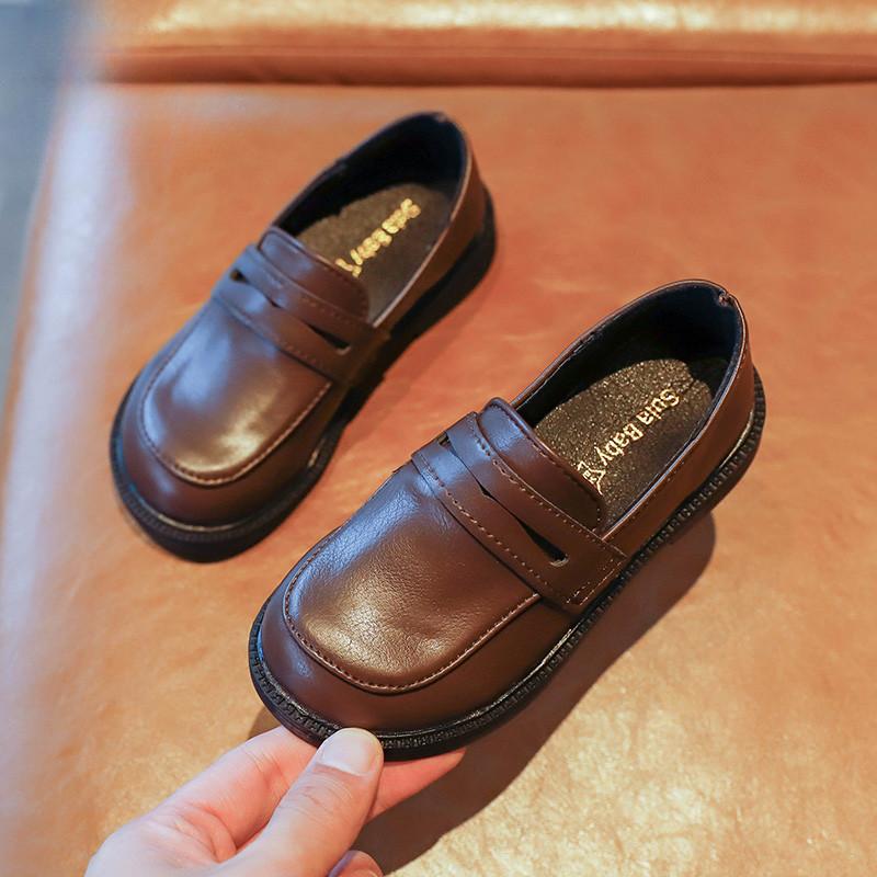 Children's Leather Shoes Spring Autumn Causal Black School Girl Shoes Non-slip PU Kids Causal Boys Formal Uniform Flat Loafers