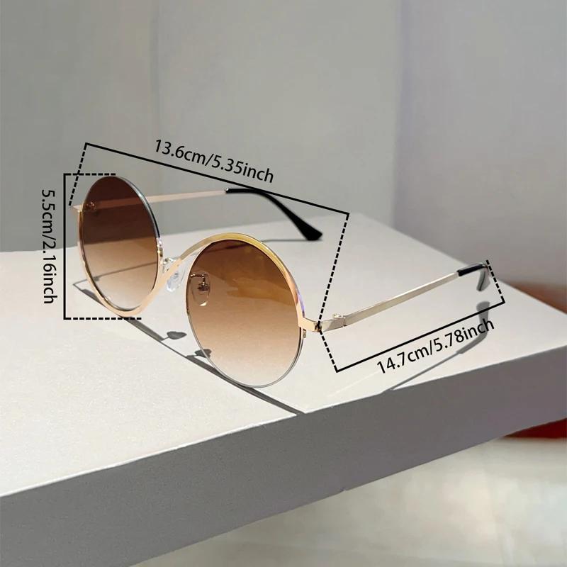 Fashion Round Gradient Shades Women New Chic Korean Style Decor Sunglasses Oversize Vacation Beach Anti UV Sun Glasses