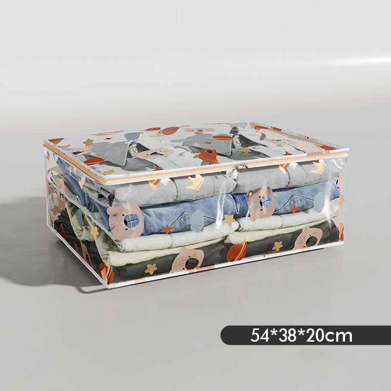 Large Capacity Household Clothes Organizer Dustproof Waterproof Transparent Quilt Bag New Printed Three-Dimensional Storage Bag