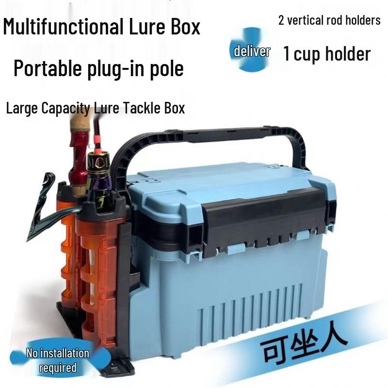 Large-Capacity Multifunctional Fishing Tackle & Rod Holder Box