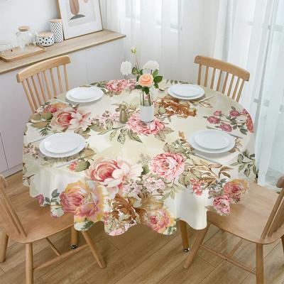 Vintage Flower Leaf Abstract Round Tablecloth Waterproof Table Cover For Wedding Party Decoration Dining Table Cover