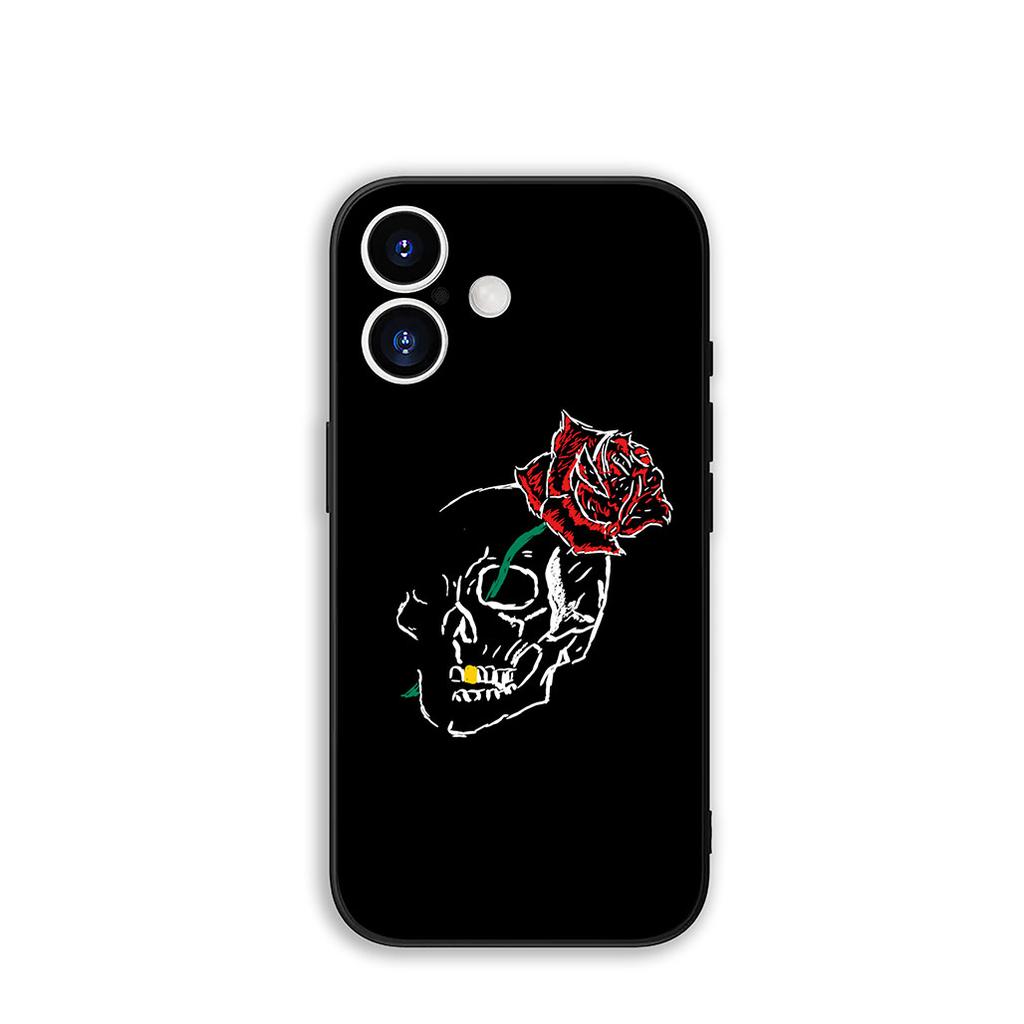 For Apple iPhone 16 15 14 Plus 13 12 Mini 17 Pro Max + ProMax 16E Air 15+ Phone Cover Case Black White Rose Flower Casing