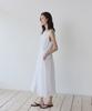 Ieoning Shirring Long Sleeveless Dress, White