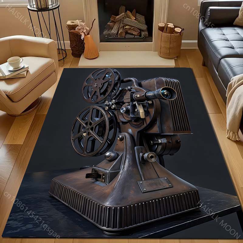 Retro Movie Film Player Print Carpet for Bedroom Living Room Bedside Sofa Floor Mat Modern Home Decor Area Rug Large Size
